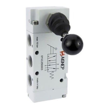 Alpha Technologies Aignep USA 5/3 Hand Lever Actuated Valve Spring Centered Closed Center 1/8" NPTF Ports 01VL07CC02N